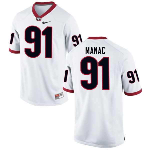 Georgia Bulldogs #91 Chauncey Manac College Football Jerseys-White
